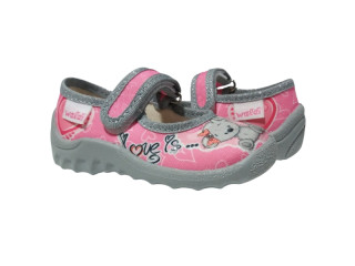 Катя 21-27 рожева, сіра підошва, ведмедик