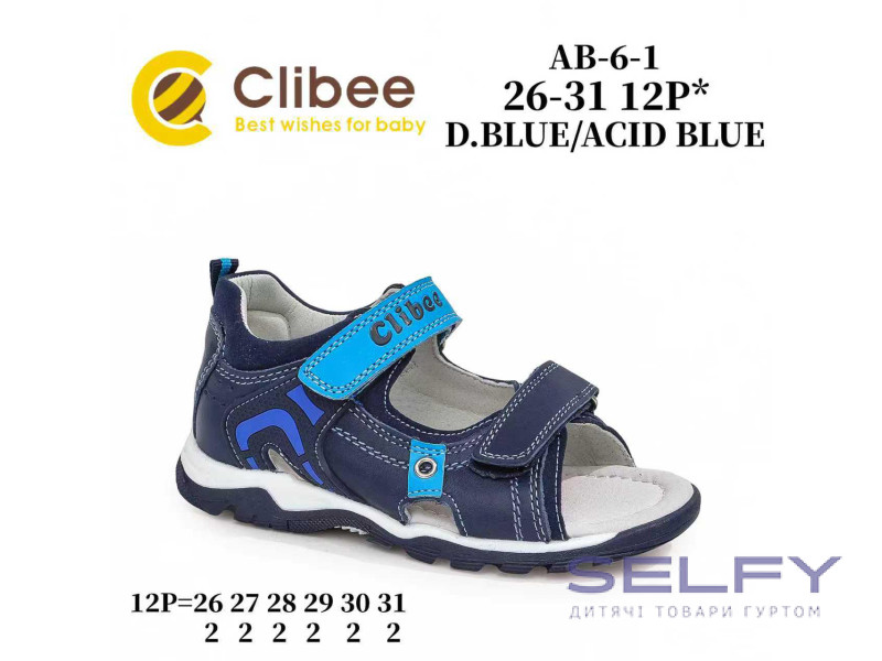 Босоніжки дитячі Clibee AB-6-1 blue-blue 26-31, Фото 1