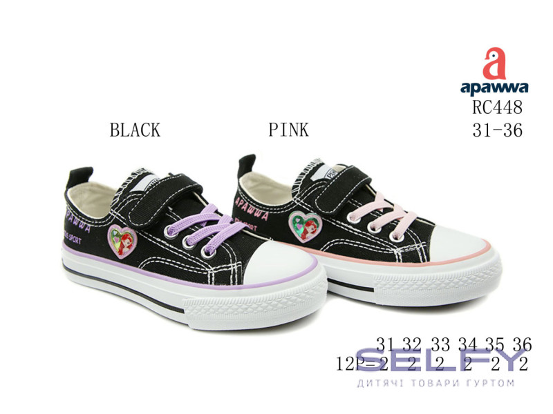 Кеди дитячі Apawwa RC448 black 31-36, Фото 1