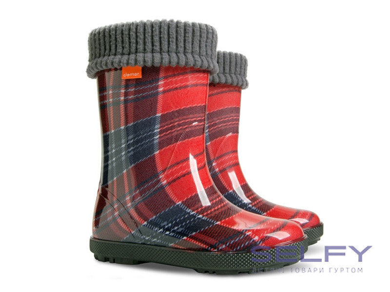 Резинові чобітки Hawai Lux print червона клітинка 28-35, Фото 1