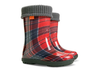 Резиновые сапожки Hawai Lux print красная клетка 28-35