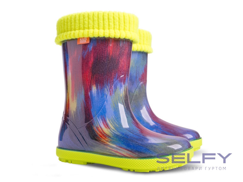 Резинові чобітки Hawai Lux print синьо- рожеві розводи 20-27, Фото 1