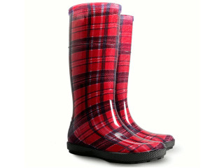 Гумові чоботи Hawai lady, червона клітинка 36-41 (без шкарпетки)