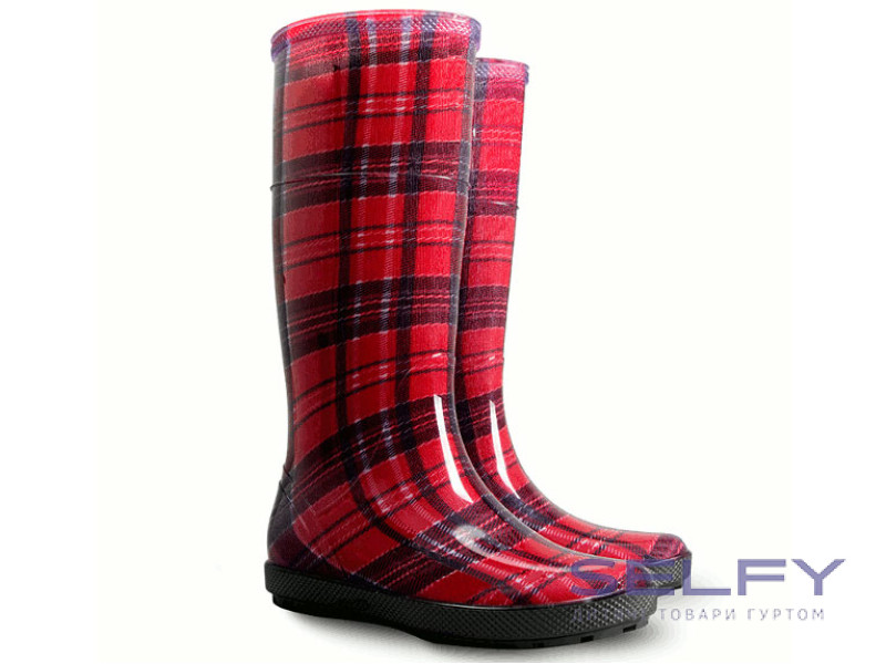 Гумові чоботи Hawai lady, червона клітинка 36-41 (без шкарпетки), Фото 1