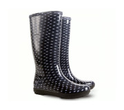 Резиновые сапоги Hawai lady, черные в горох 36-41 (без носка)