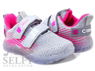 Кросівки дитячі Clibee led F865 grey-peach 27-32