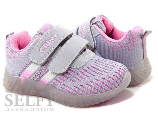 Кросівки дитячі Clibee led F878 grey-pink 26-31