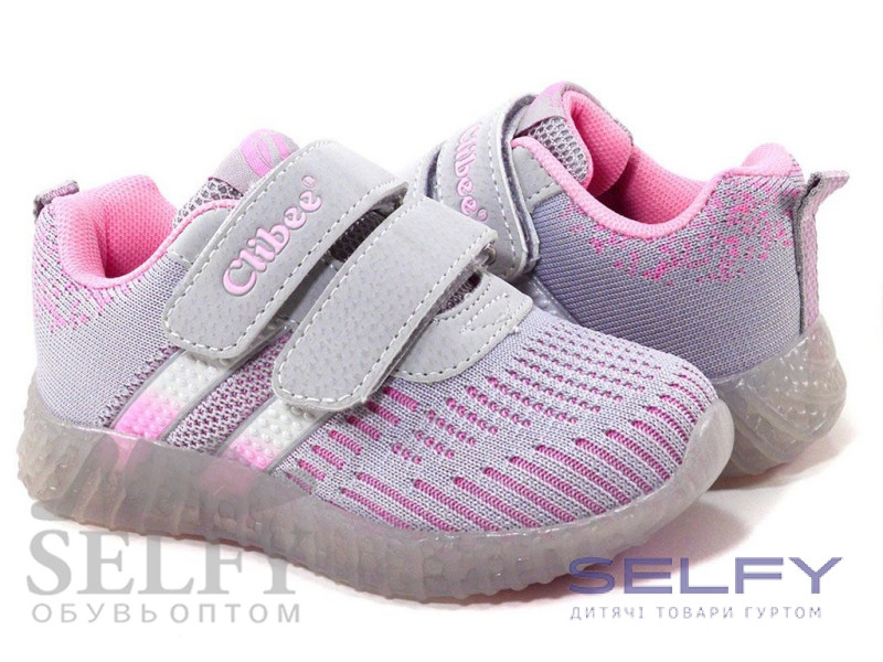 Кросівки дитячі Clibee led F878 grey-pink 26-31, Фото 1