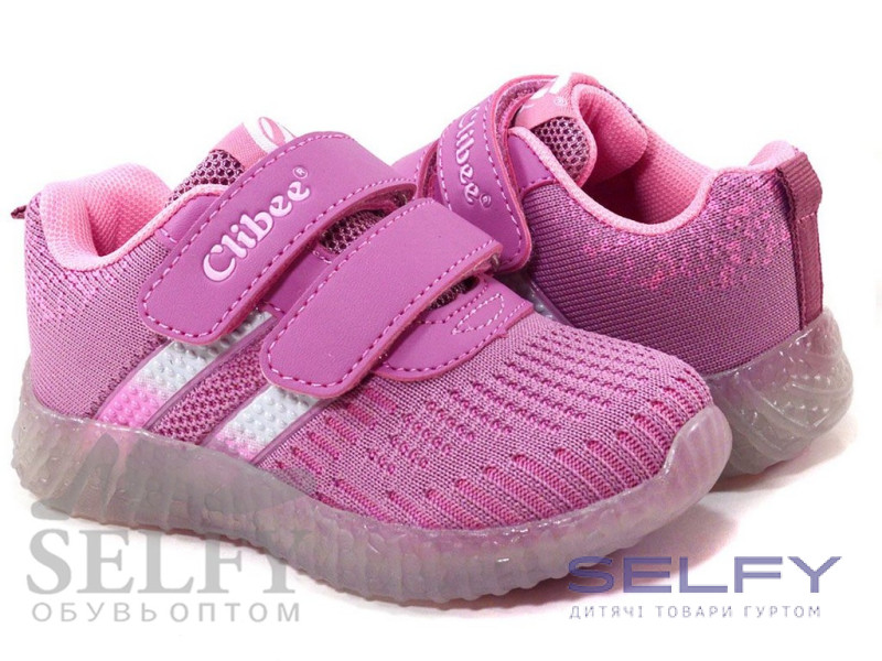 Кросівки дитячі Clibee led F878 pink 26-31, Фото 1