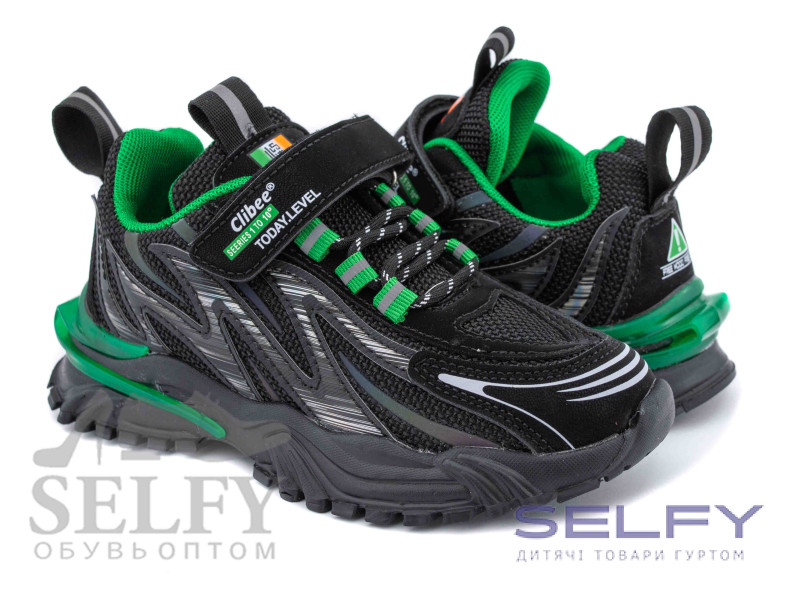 Кроссовки детские Clibee L-352 black-green 32-37, Фото 1