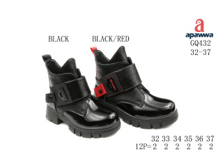Черевики дитячі Apawwa GQ432 black-red 32-37