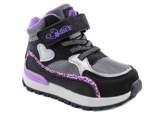 Ботинки детские Clibee H-293A black-purple 21-26