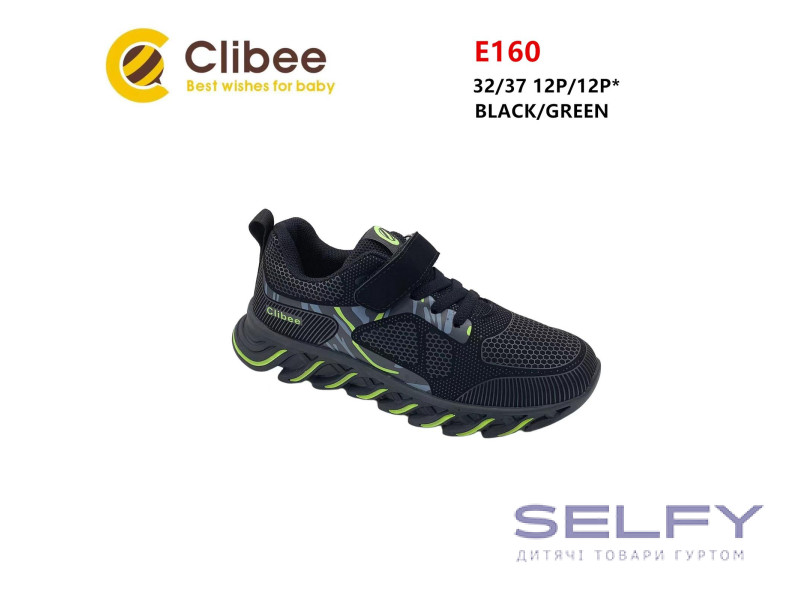 Кроссовки детские Clibee E160 black-green 32-37, Фото 1