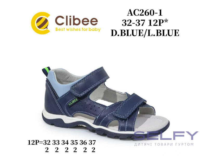 Босоножки детские Clibee AC260-1 d.blue-l.blue 32-37, Фото 1