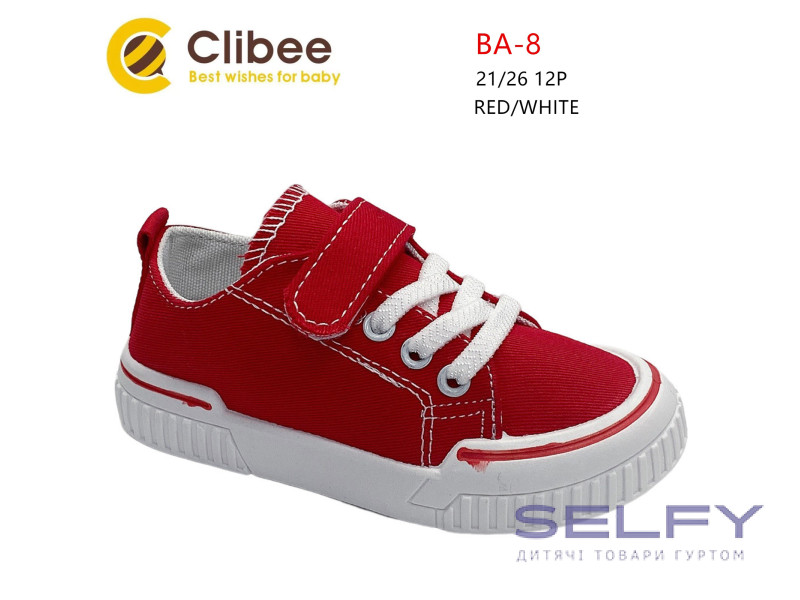 Кеди дитячі Clibee BA-8 red-white 21-26, Фото 1