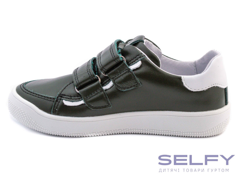 Кроссовки Ш-469 К темно-зеленая кожа, белая кожа 29-39, Фото 3