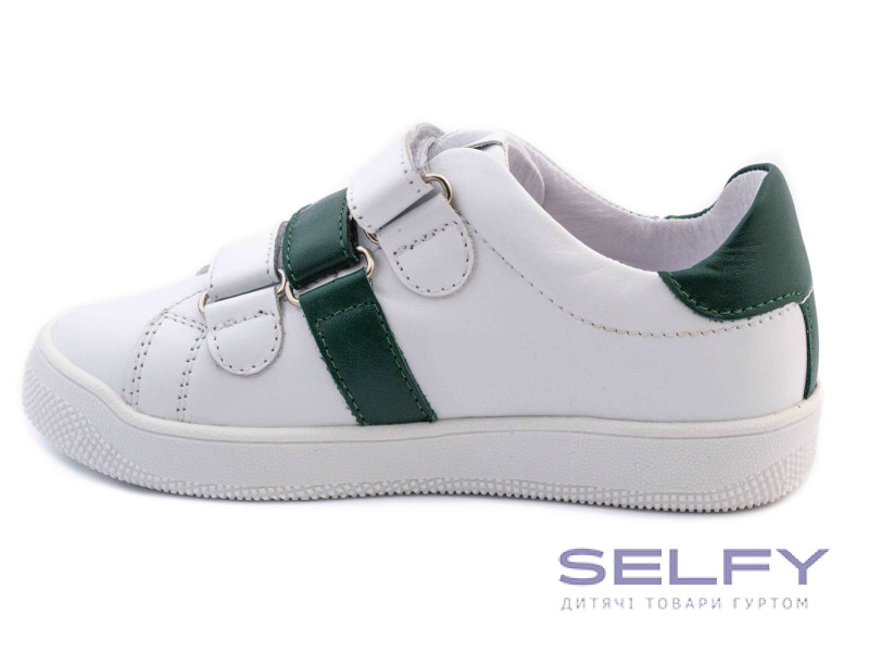 Кросівки Ш-507 С біла шкіра, темно-зелена шкіра 29-39, Фото 3