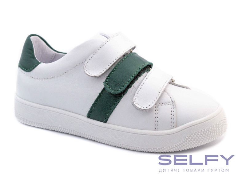 Кроссовки Ш-507 С белая кожа, темно-зеленая кожа 29-39, Фото 1