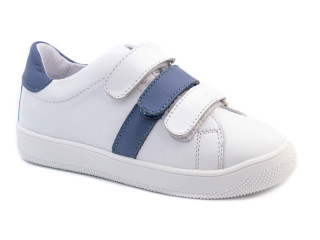 Кроссовки Ш-507 С белая кожа, синяя/голубая кожа 29-39