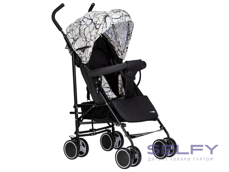 Коляска для ребенка прогулочная FreeON Simple, black - white, Фото 1