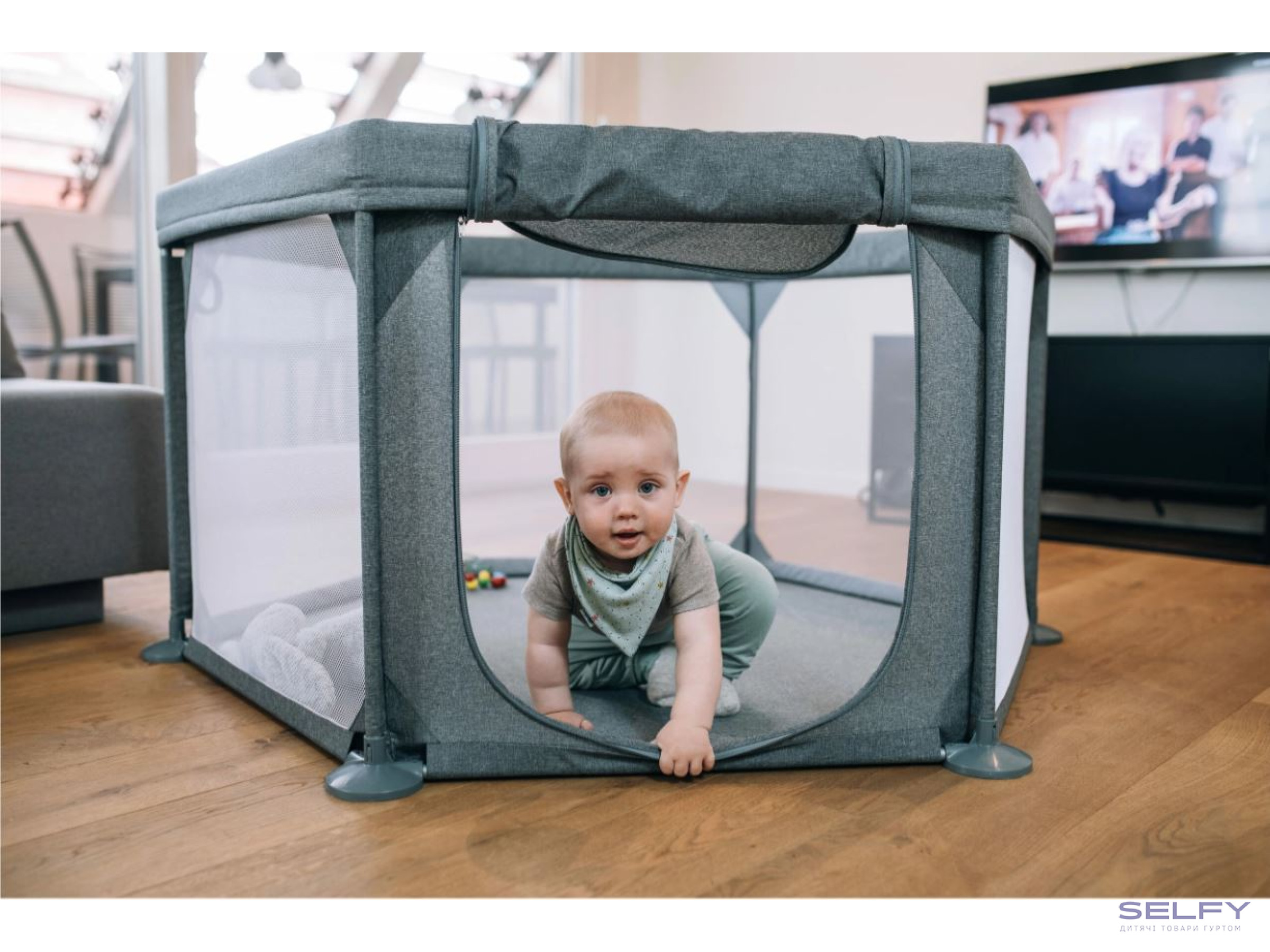 Манеж для ребенка FreeON Hexagon, grey, Фото 3