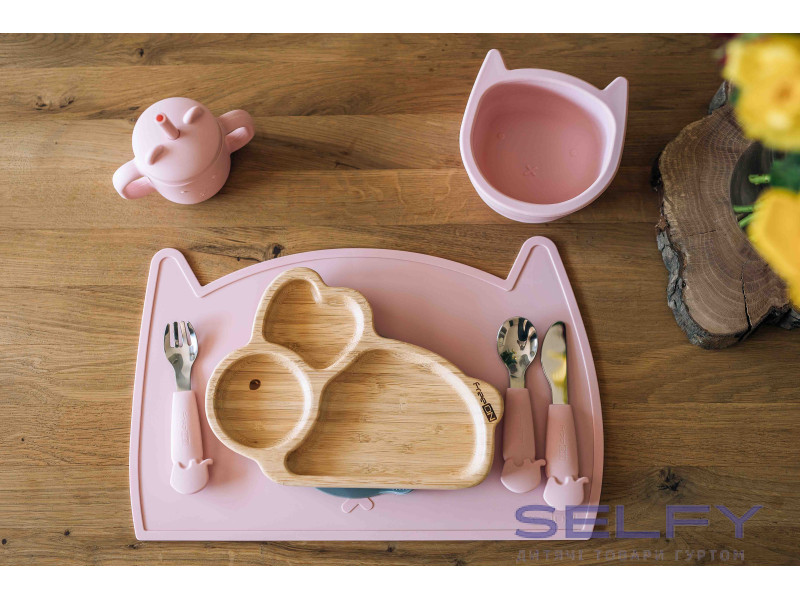 Силиконовый коврик для кормления ребенка FreeOn Kitty, pink, Фото 4