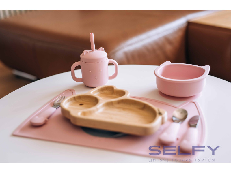 Силиконовый коврик для кормления ребенка FreeOn Kitty, pink, Фото 3