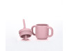 Силиконовая чашка детская FreeOn с ручками и соломинкой, розовая, Фото 7