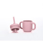 Силіконова чашка дитяча FreeOn з ручками і соломинкою, рожева