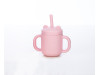 Силиконовая чашка детская FreeOn с ручками и соломинкой, розовая, Фото 8