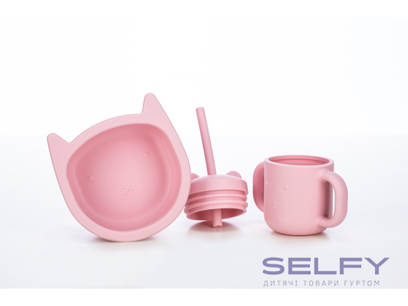 Силиконовая миска детская FreeOn Kitty, розовая, Фото 4