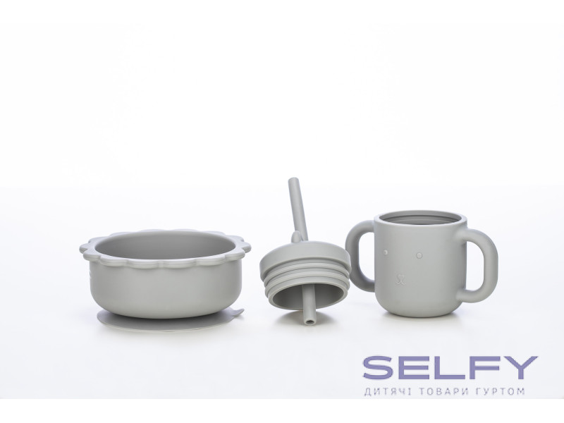 Силіконова миска дитяча FreeOn  Bear, grey, Фото 4