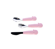 Столові прибори дитячі FreeON Elephant металеві з силіконовою ручкою, pink