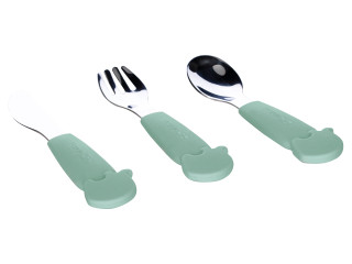 Столові прибори дитячі FreeON Elephant металеві з силіконовою ручкою, mint