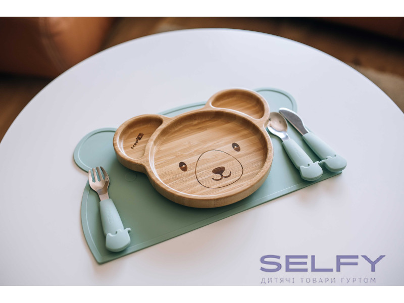 Столові прибори дитячі FreeON Elephant металеві з силіконовою ручкою, mint, Фото 3