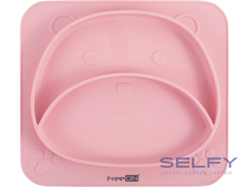 Силіконова тарілка дитяча FreeON Bear, рожева, Фото 3