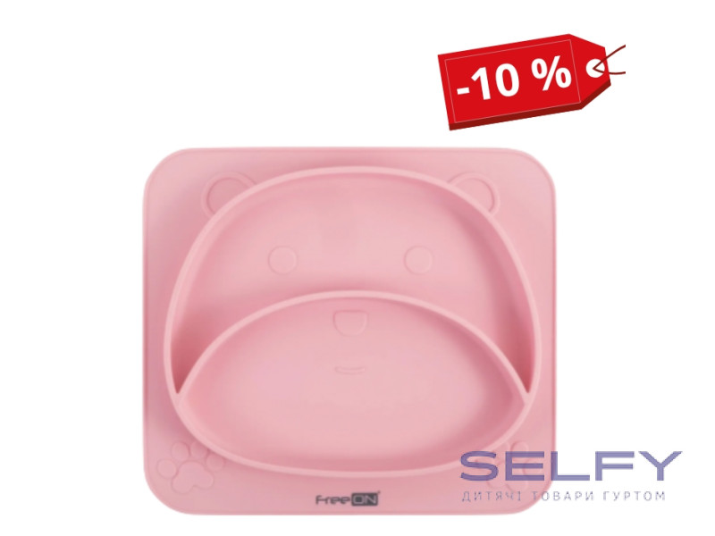 Силіконова тарілка дитяча FreeON Bear, pink, Фото 3