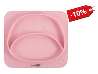 Силіконова тарілка дитяча FreeON Bear, pink
