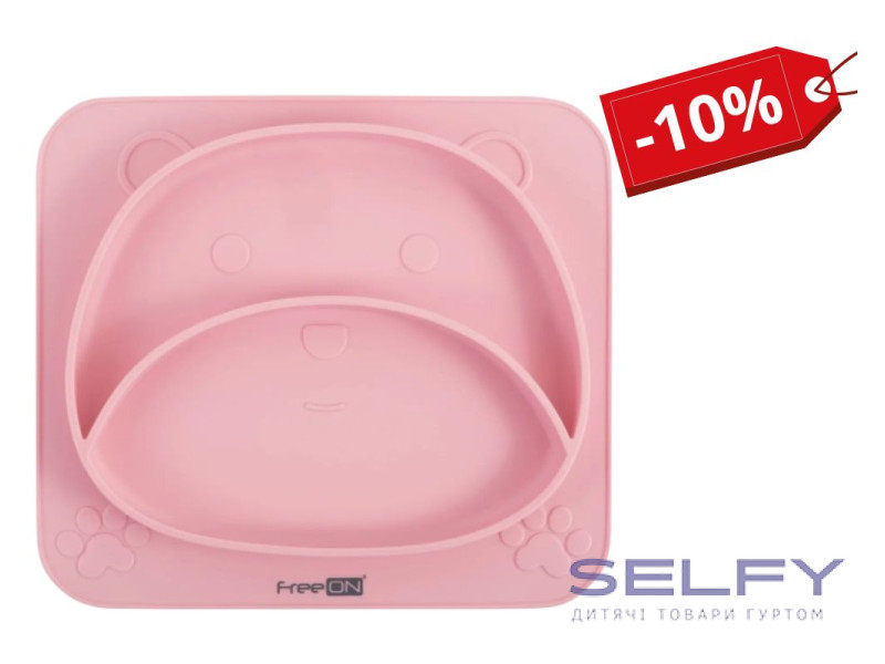 Силіконова тарілка дитяча FreeON Bear, pink, Фото 1