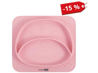 Силіконова тарілка дитяча FreeON Bear, pink