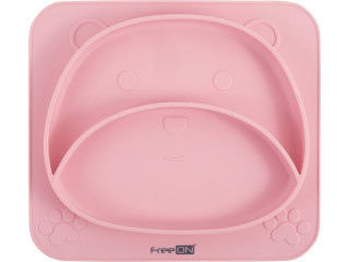 Силиконовая тарелка детская FreeON Bear, pink