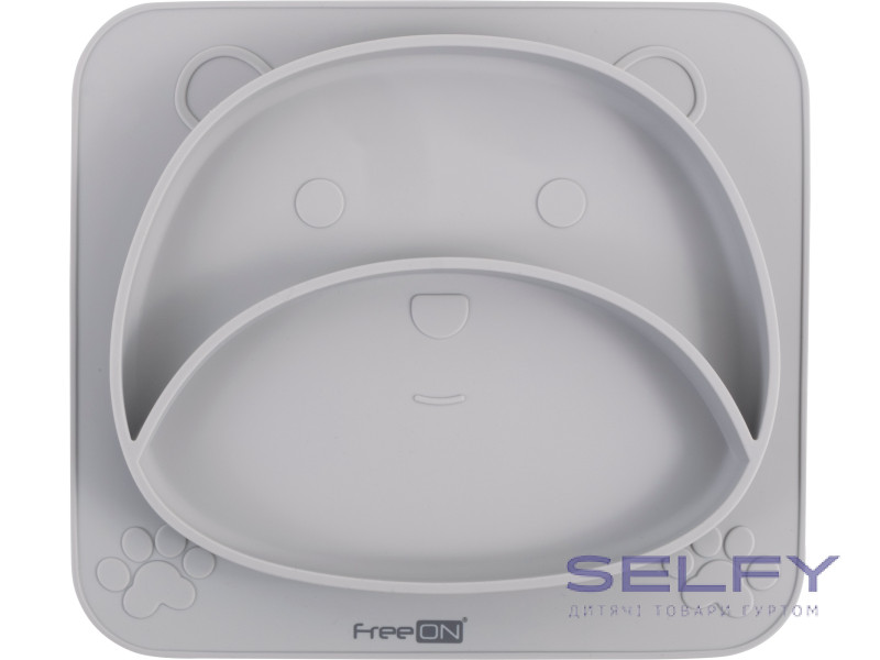 Силіконова тарілка дитяча FreeON Bear, сірий, Фото 3