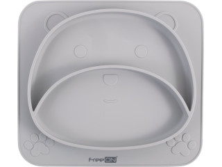 Силиконовая детская тарелка FreeON Bear, серый
