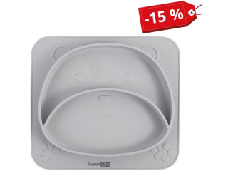 Силіконова тарілка дитяча FreeON Bear, grey