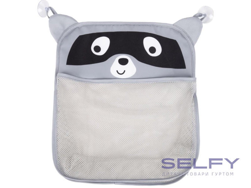 Детская сумка-органайзер в ванную на присоску FreeON Racoon, grey, Фото 1