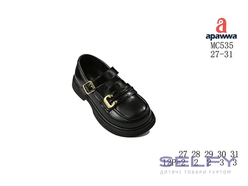 Туфли детские Apawwa MC535 black 27-31, Фото 1