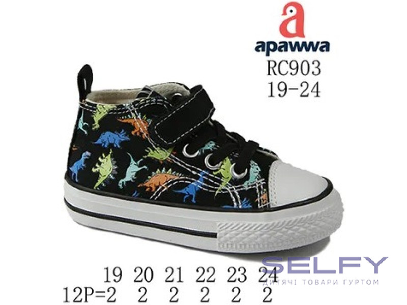 Кеды детские Apawwa RC903 black 19-24, Фото 1