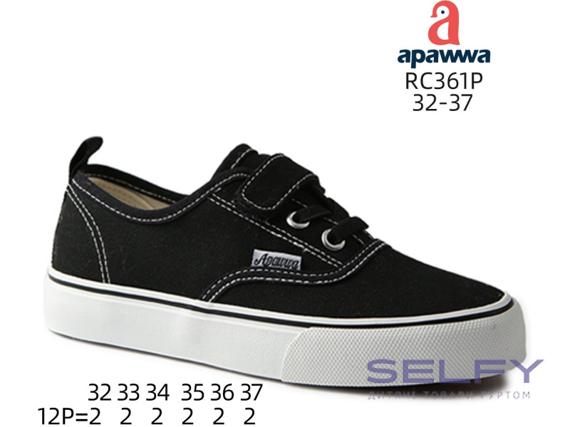Кеди дитячі Apawwa RC361P black 32-37, Фото 1