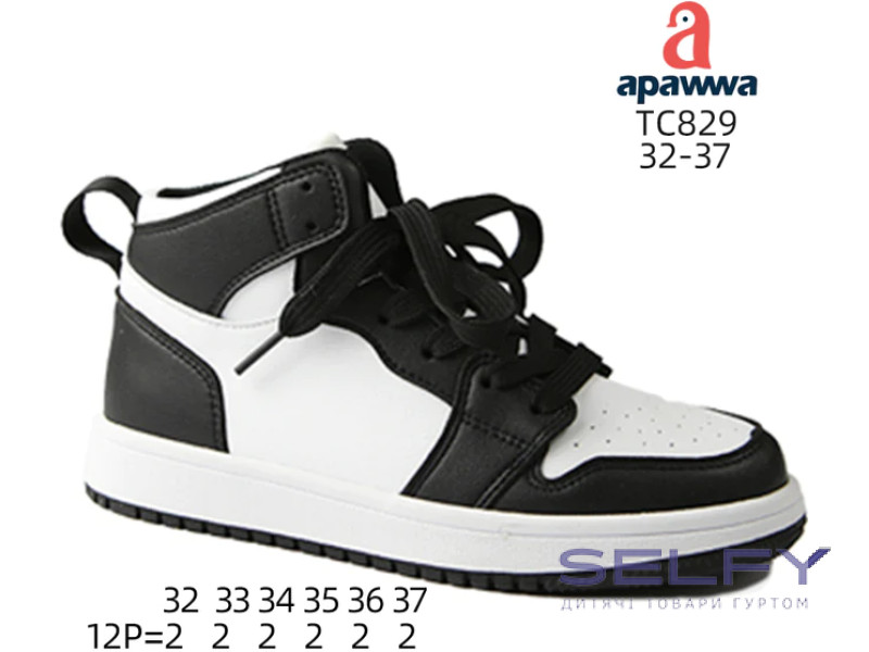 Хайтопи дитячі Apawwa TC829 black-white 32-37, Фото 1