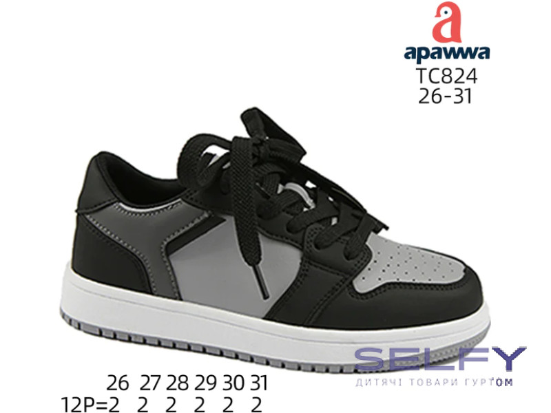 Кроссовки детские Apawwa TC824 black-grey 26-31, Фото 1